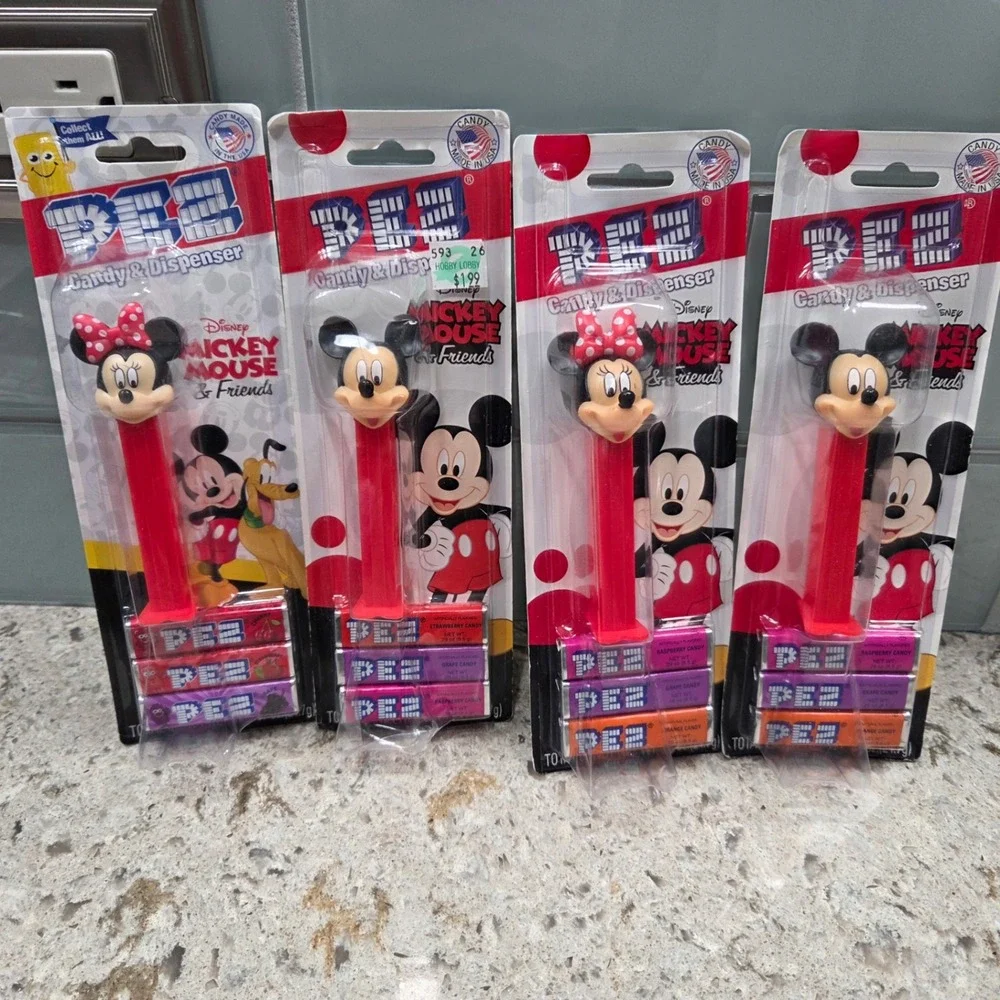 4 Disney Mickey Mouse & Friends‎ PEZ Candy Dispensers Minnie Mickey Pluto Donald